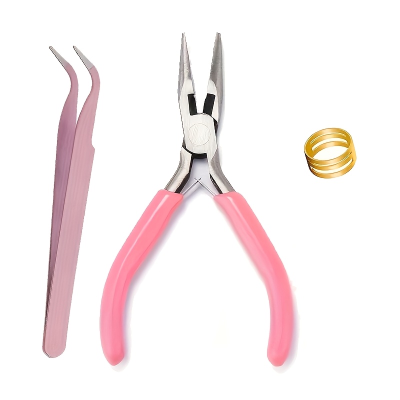 Jewelry Making Pliers - 3pcs includes pink pointed pliers, tweezers,