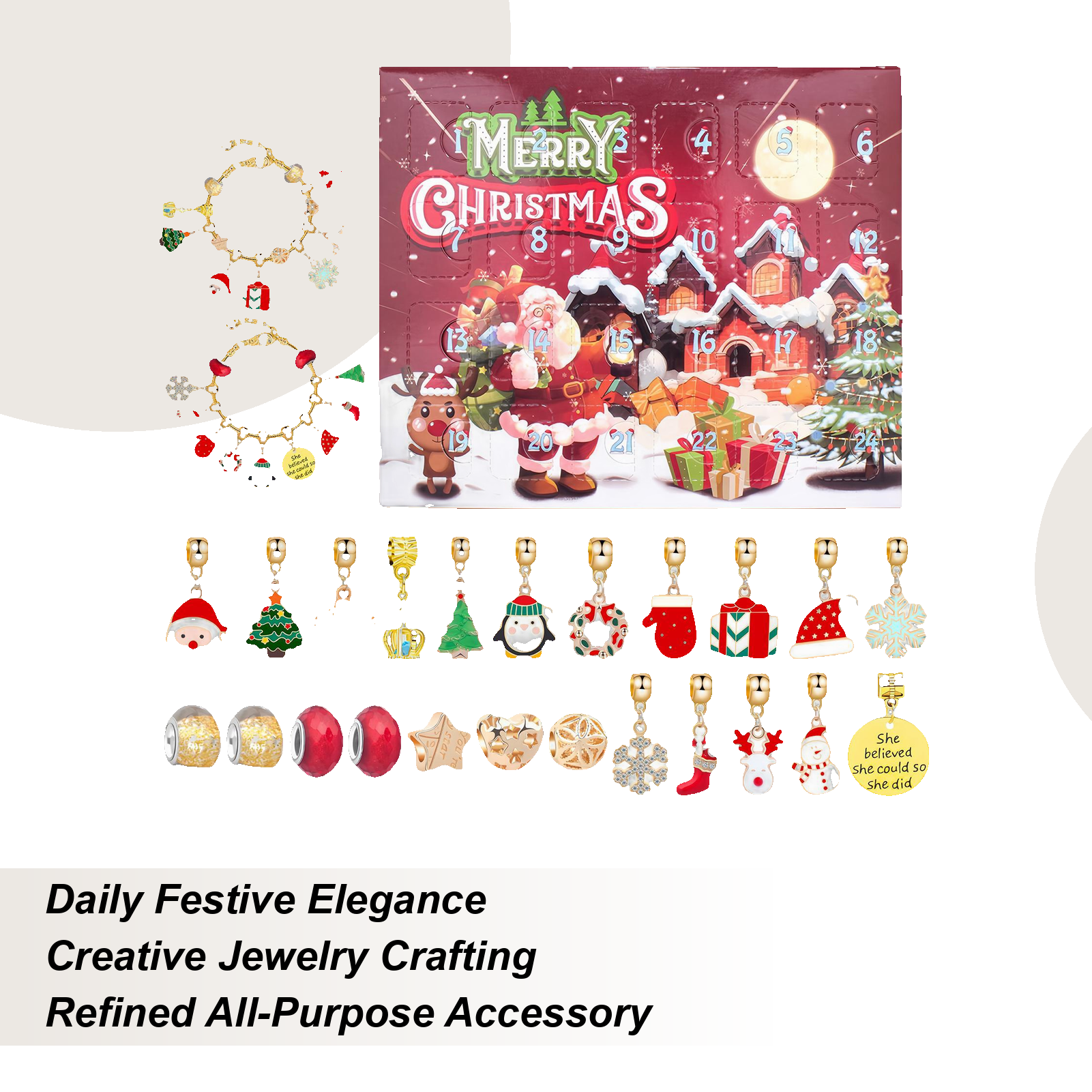 Jewelry Making Advent Calendar - Christmas Bracelet Beaded Advent Calendar 24