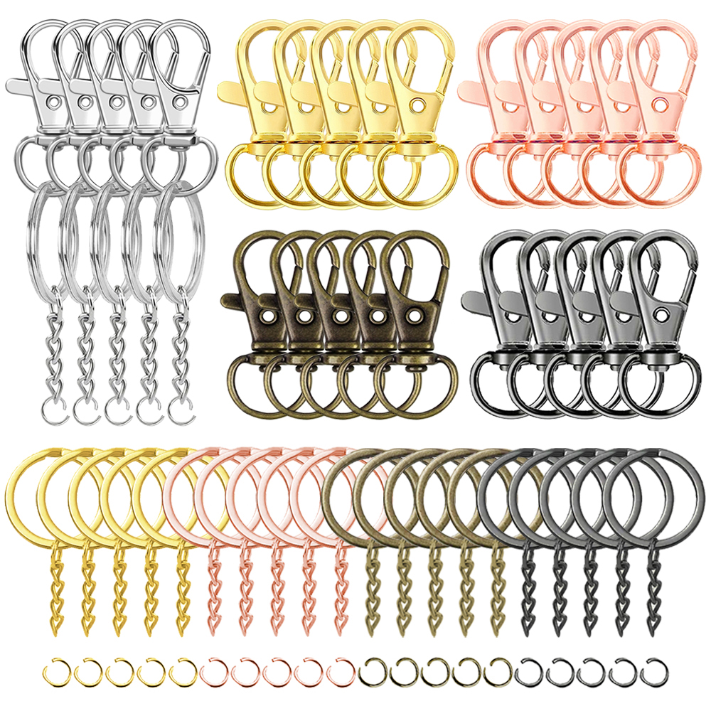 Jewelry Making Jump Rings - 15/30 Set Swivel Lobster Clasp Keychains