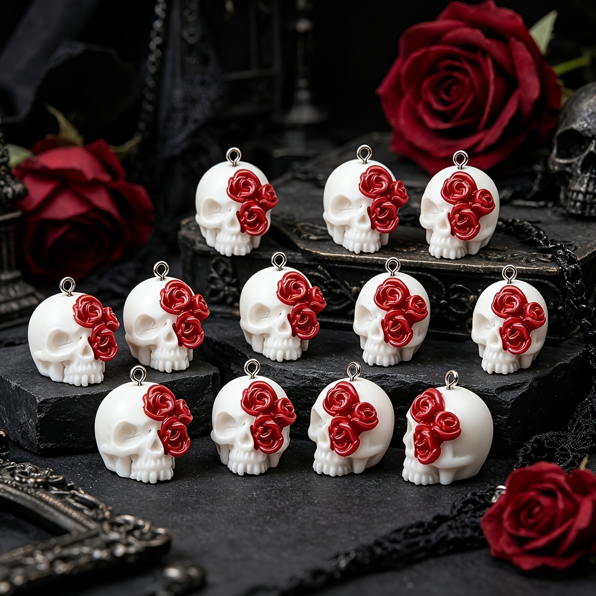 3D Rose Skull Resin Pendants G - Jewelry Making Event recensie en prijs
