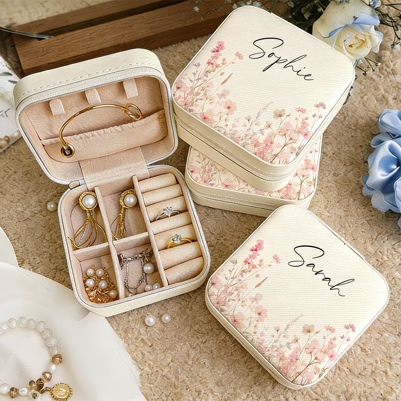 Custom Beige Jewelry Box Featu - Jewelry Making For Birthday Party recensie en prijs